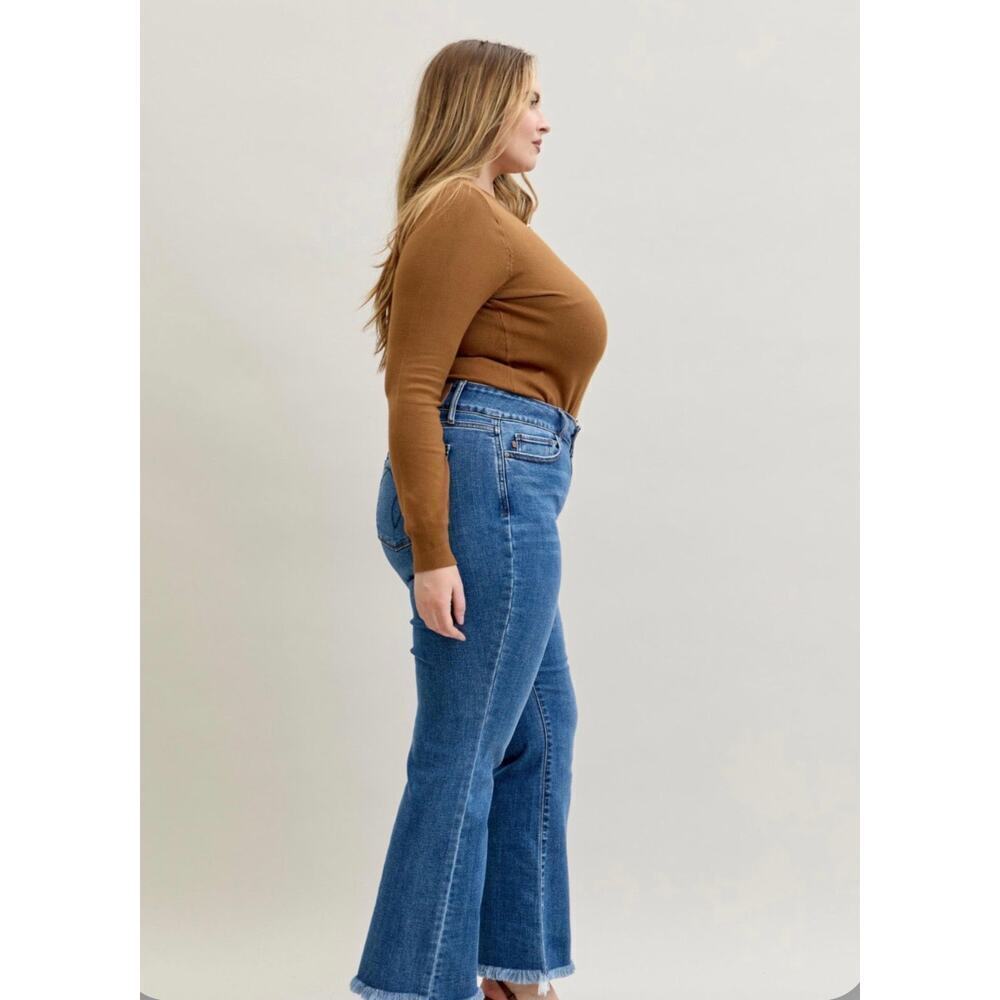 High Waist Bootcut Double Button WB & Hem - Picture 4 of 8